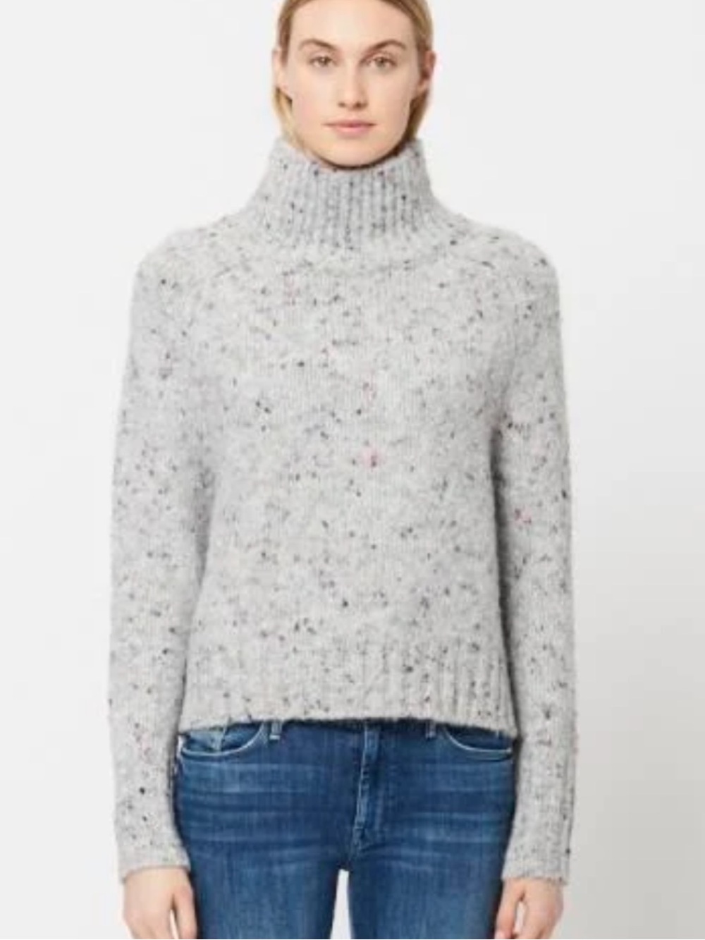 Ellen Tracy Gray 100% Extra Fine Merino wool Turtleneck Sweater Medium
